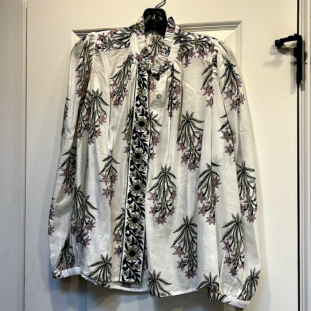 Alix of Bohemia White Floral Blouse Sz Small